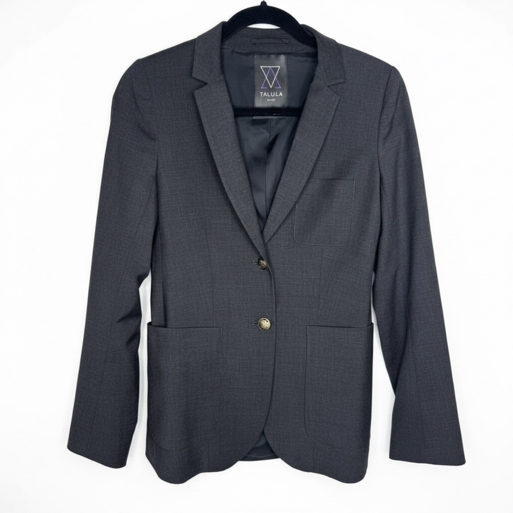 Talula Women's Size 4 Charcoal Grey Blazer‎ Gold Buttons